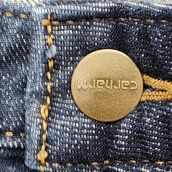 Carhartt Jeans Womens 12 TALL Blue Dark Wash Original Fit Straight Leg Stretch - Picture 4 of 16